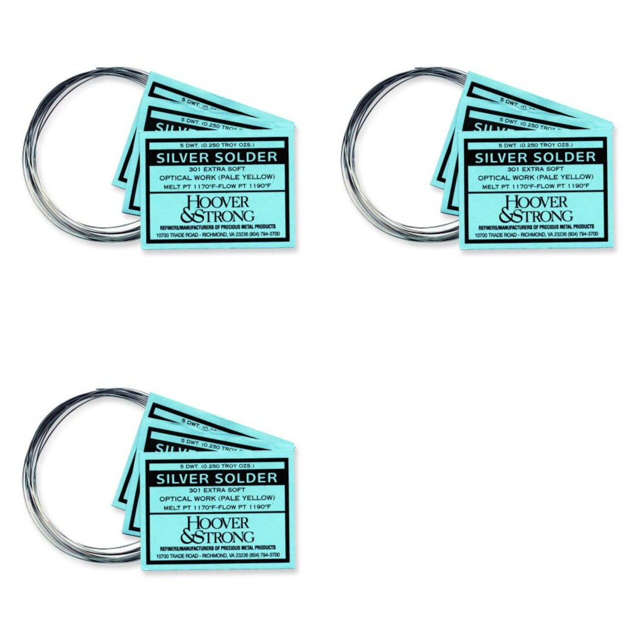 Hoover & Strong Sterling Silver Repair Solder Soft Medium Hard Kit 3 Pcs